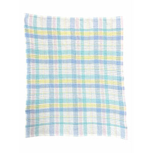 Vintage Beacon Baby Blanket Pastel Plaid Stripe 100% Cotton USA Made 30" x 40"